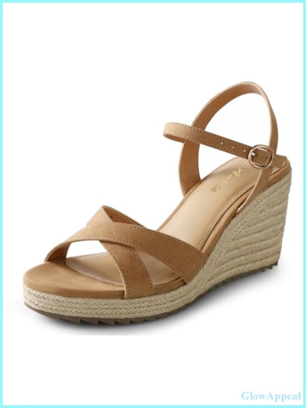 Wedge Sandals Espadrille Open Toe Cross Band Ankle Strap High Heel